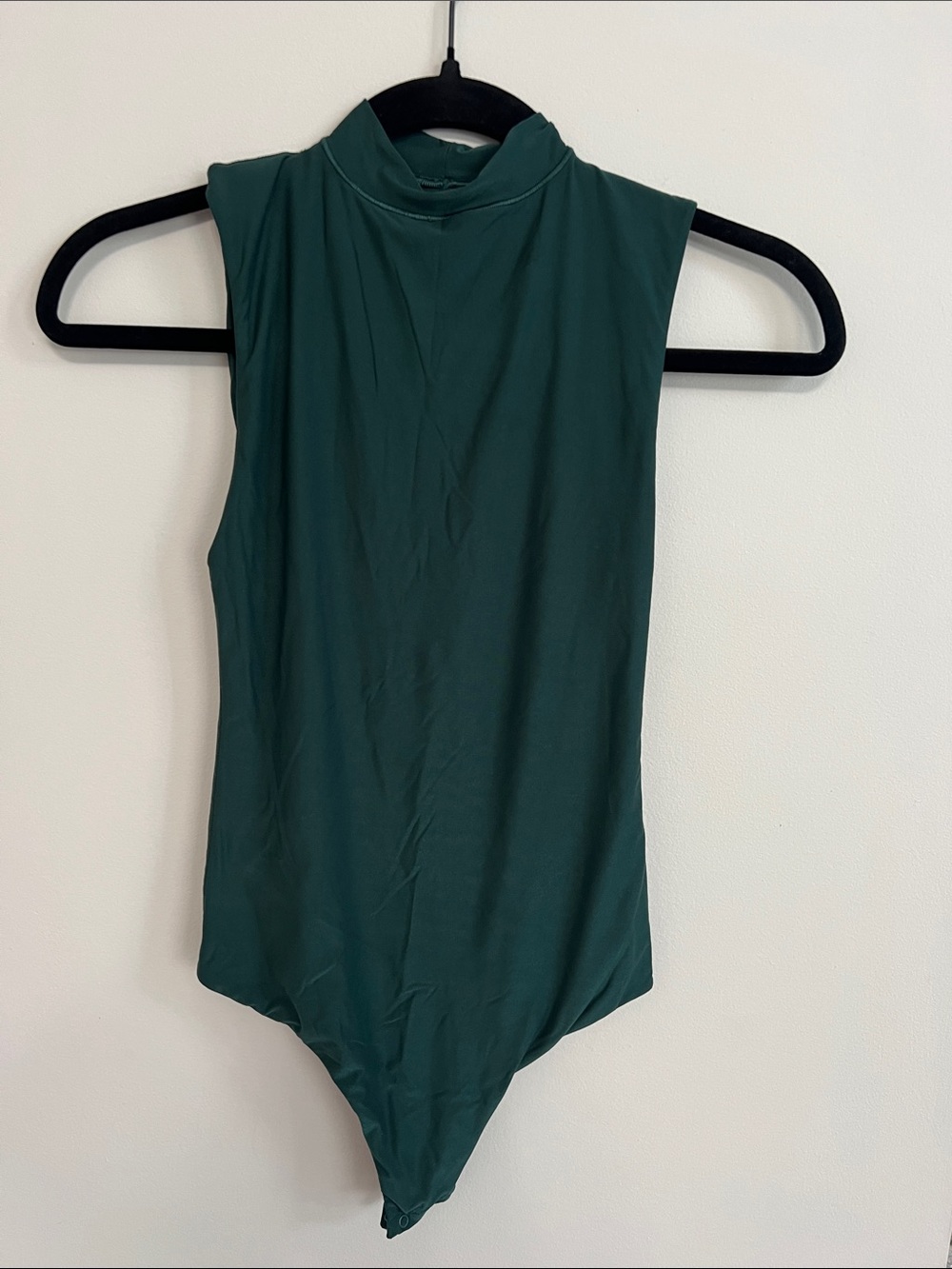 Aeri Smoothez Sleek Sleeveless Mock Neck Bodysuit in Dark Teal, Size S